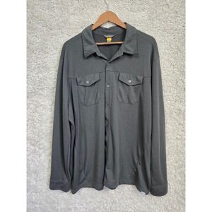 Eddie Bauer Travex Button Up Shirt Mens 2XL Gray Long Sleeve Utility Pocket